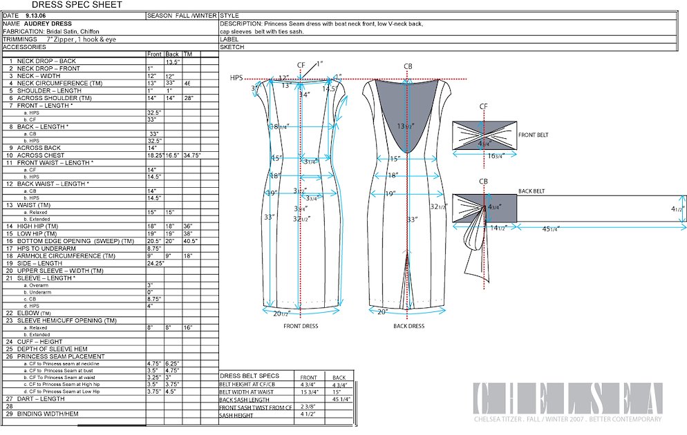 fashion spec sheet for dress Spec Sheet Form Human B