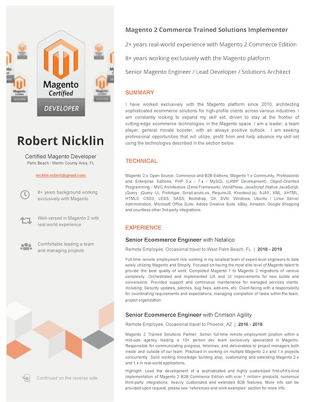 Robert Nicklin Cv 2019 Magento 2 Developer Robert Nicklin