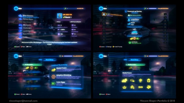 Blur- 4 players multiplayer splitscreen 