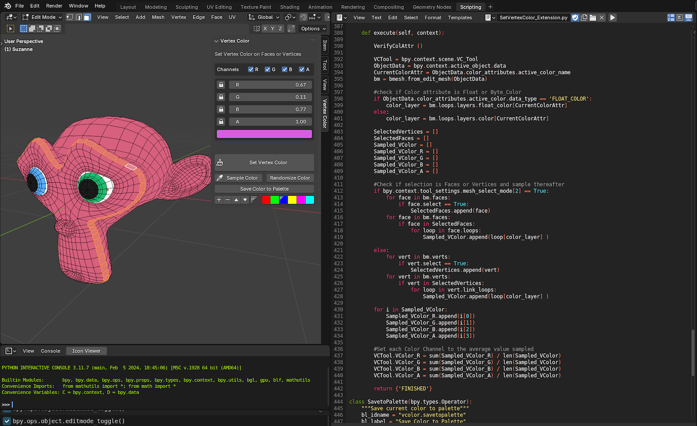 Blender Python: Set Vertex Color Tool - Viktor Svensson Online Portfolio