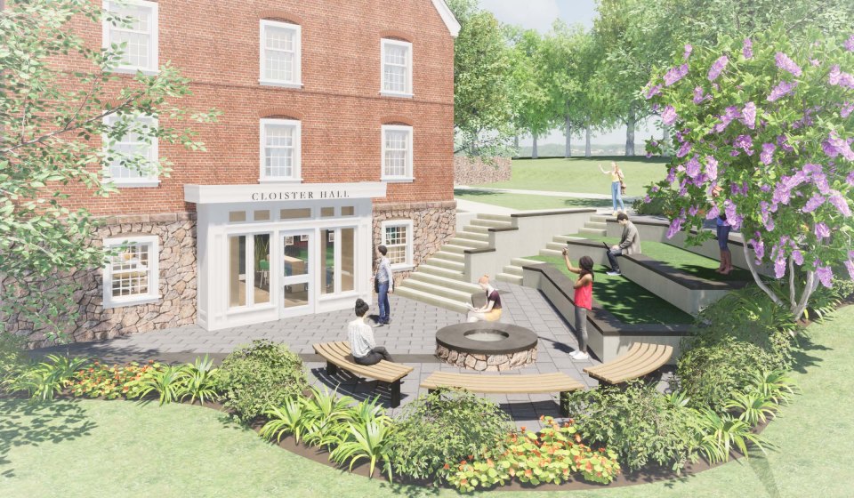 Cloister Hall Courtyard at Juniata College under construction John