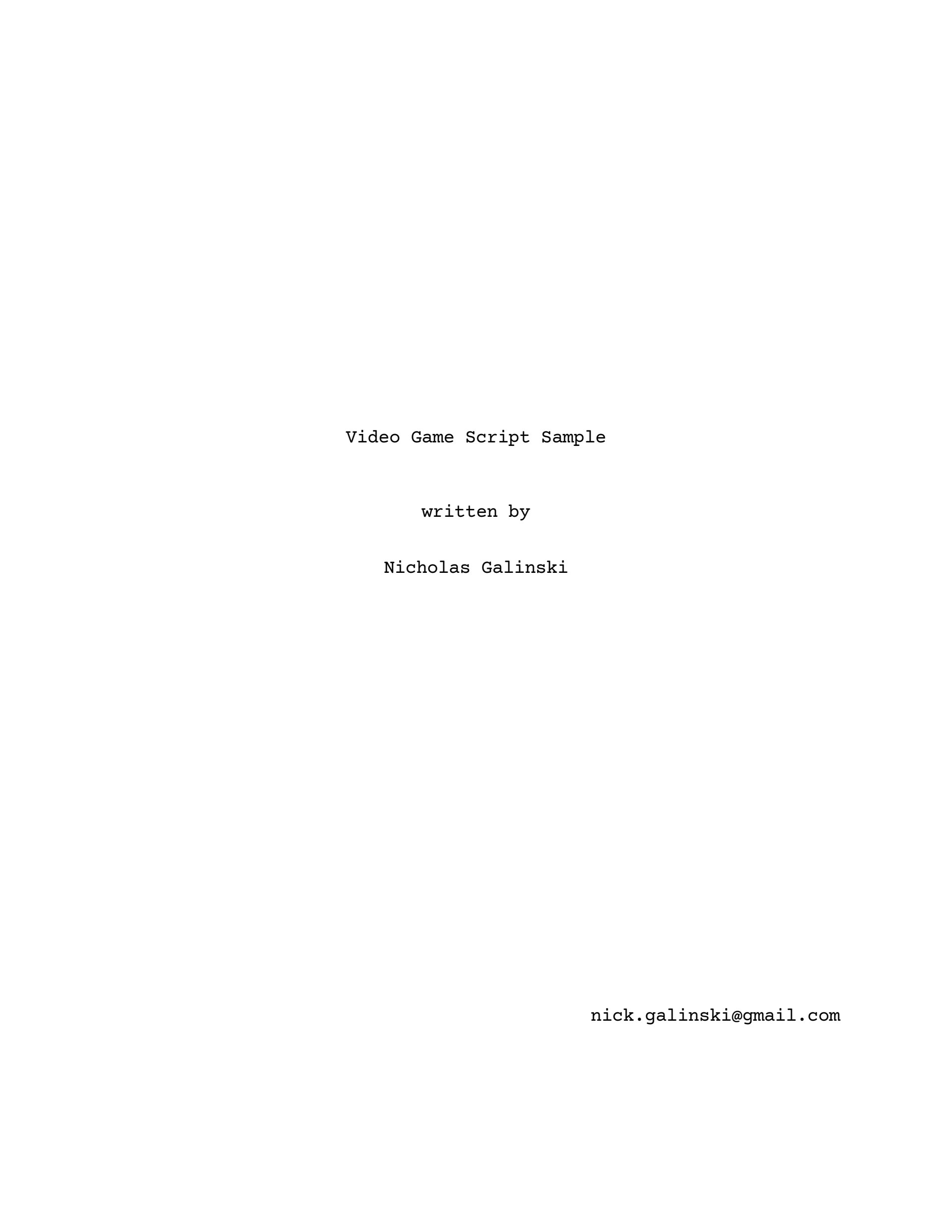 Game Narrative Sample Script With Branches - Nicholas Galinski ...