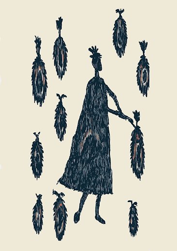 Figure linocut print