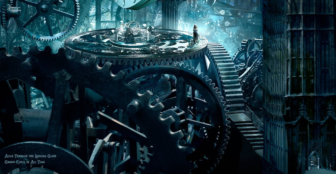 Concept art for Alice Through the Looking Glass (giant clock gears)