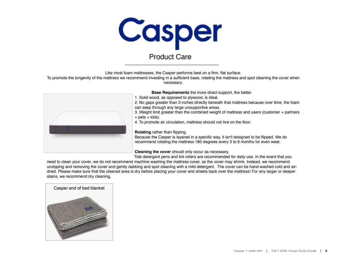 west elm x Casper Visual Style Guide - Morgan Rosenberg