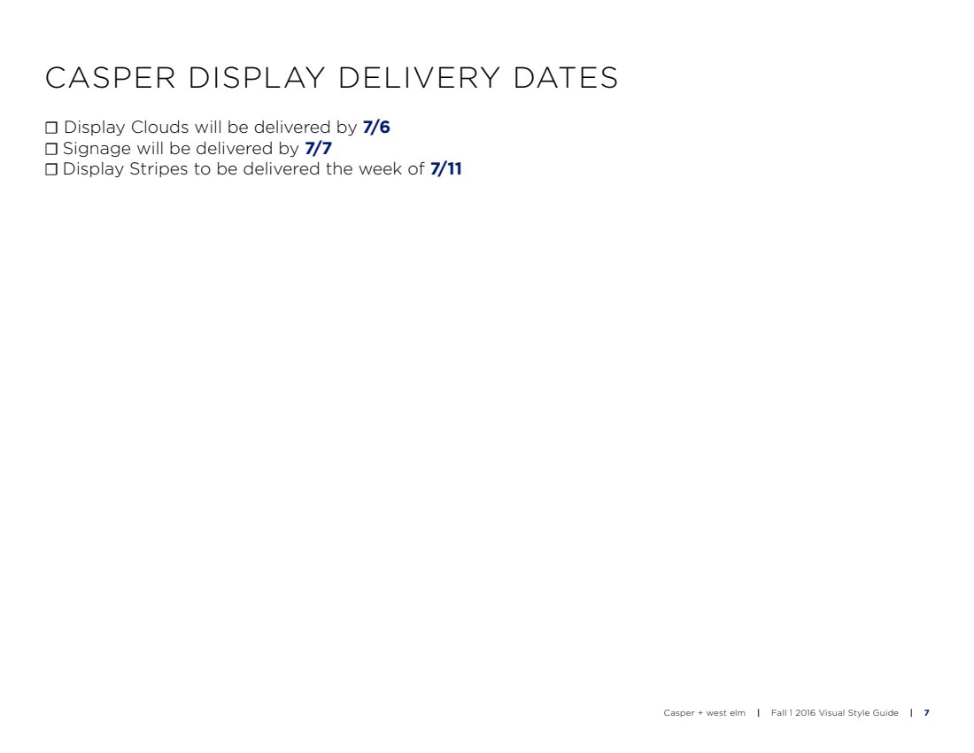 west elm x Casper Visual Style Guide - Morgan Rosenberg