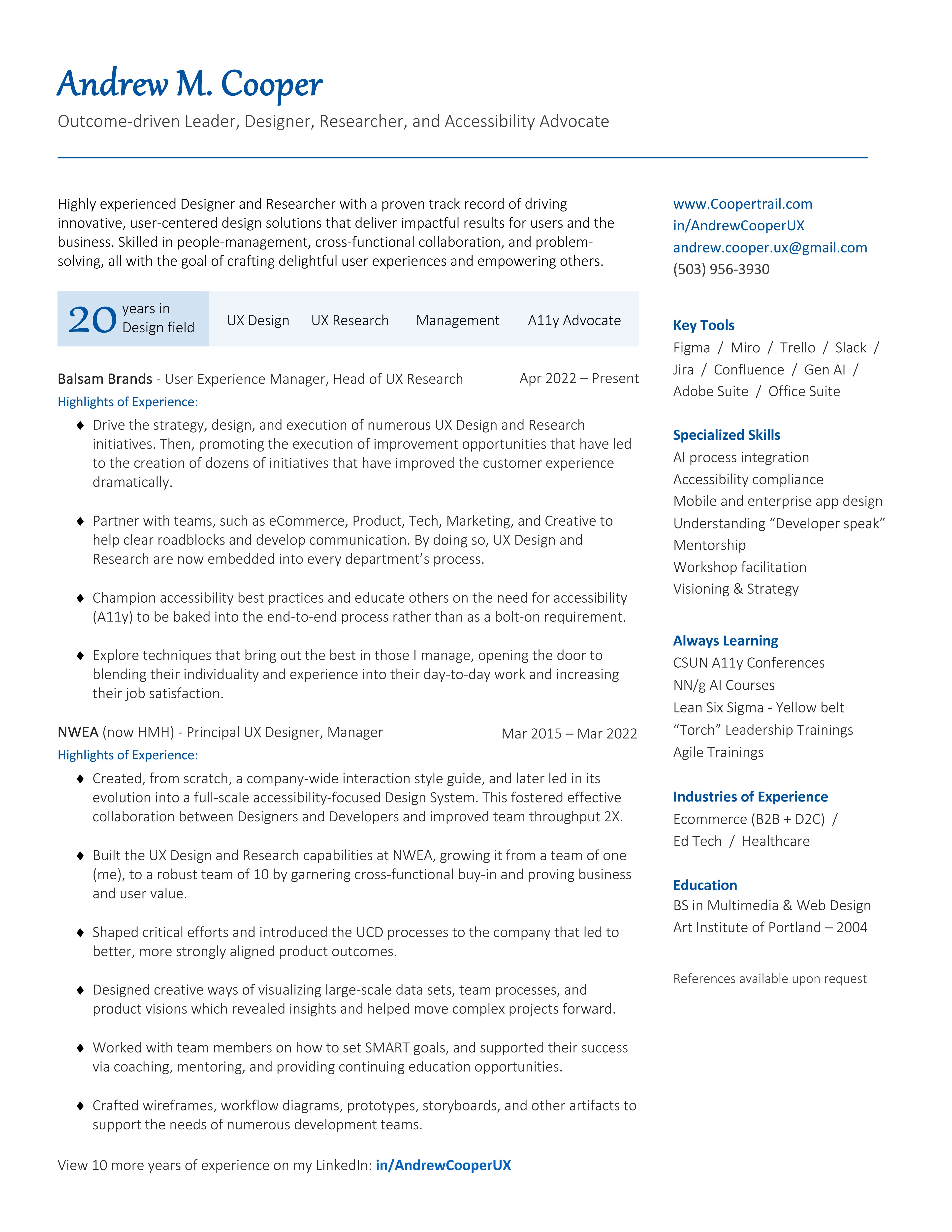 Resume Andrew Cooper